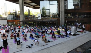 Expo Yoga 2014 con una clase que se toma la Alameda