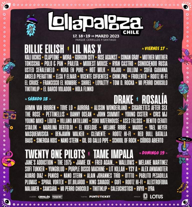 Lollapalooza Chile 2023 line up actualizado y artistas por día